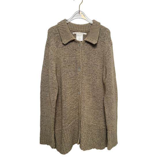 Max Studio Sweaters - Vintage 90s Max Studio Longline Tan Knitted Cardigan L